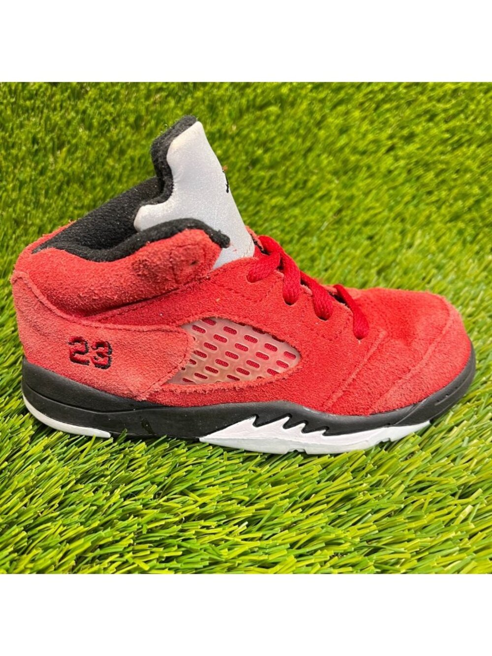 Nike Air Jordan 5 Retro Raging Bull Red Boys Size 9C Basketball Shoes Sneakers